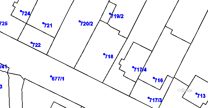 Parcela st. 718 v KÚ Rajhrad, Katastrální mapa
