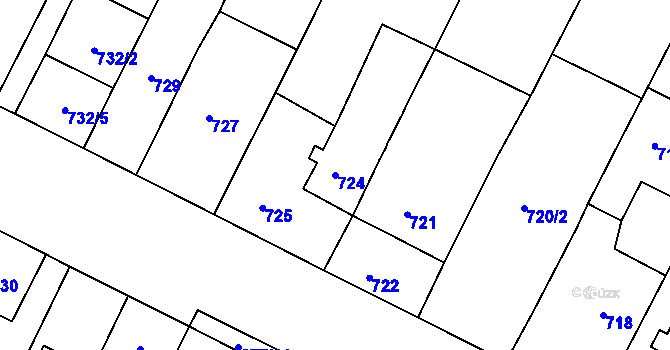 Parcela st. 724 v KÚ Rajhrad, Katastrální mapa