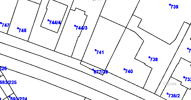 Parcela st. 741 v KÚ Rajhrad, Katastrální mapa