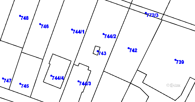 Parcela st. 743 v KÚ Rajhrad, Katastrální mapa