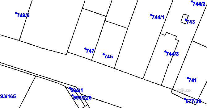 Parcela st. 745 v KÚ Rajhrad, Katastrální mapa