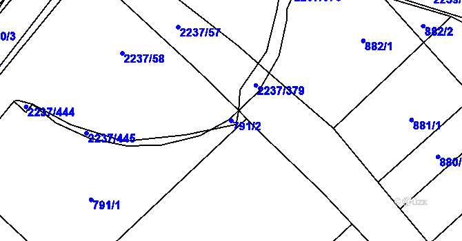 Parcela st. 791/2 v KÚ Rajhrad, Katastrální mapa
