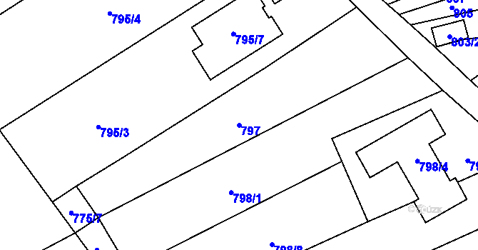Parcela st. 797 v KÚ Rajhrad, Katastrální mapa