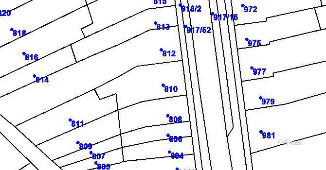 Parcela st. 810 v KÚ Rajhrad, Katastrální mapa