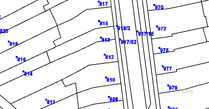 Parcela st. 812 v KÚ Rajhrad, Katastrální mapa
