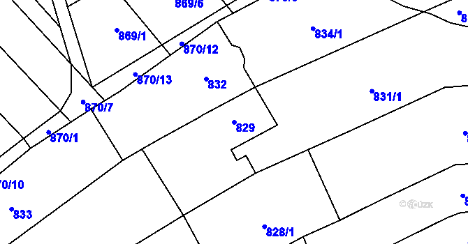 Parcela st. 829 v KÚ Rajhrad, Katastrální mapa