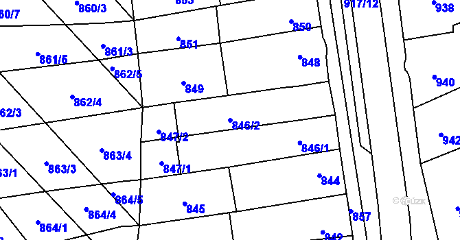 Parcela st. 846/2 v KÚ Rajhrad, Katastrální mapa