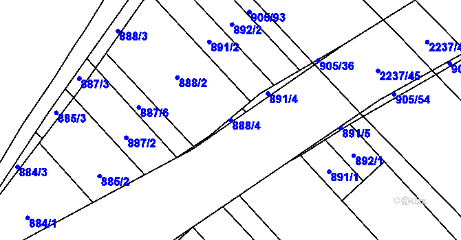 Parcela st. 888/4 v KÚ Rajhrad, Katastrální mapa