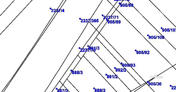 Parcela st. 891/3 v KÚ Rajhrad, Katastrální mapa