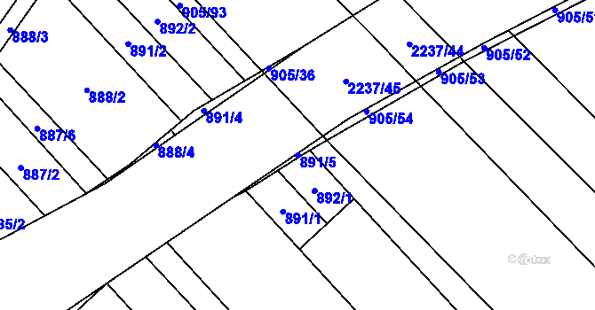 Parcela st. 891/5 v KÚ Rajhrad, Katastrální mapa