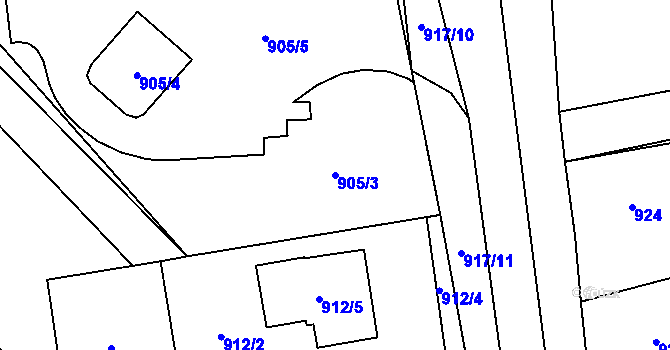 Parcela st. 905/3 v KÚ Rajhrad, Katastrální mapa