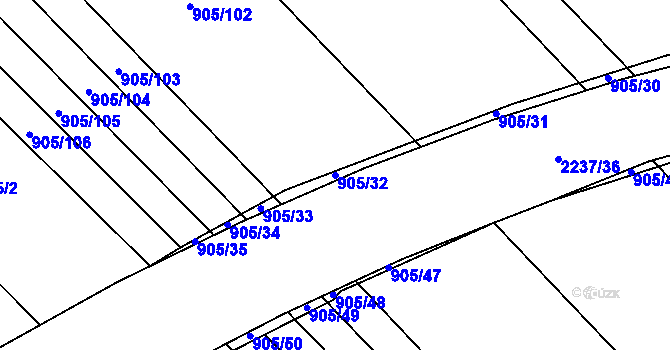 Parcela st. 905/32 v KÚ Rajhrad, Katastrální mapa