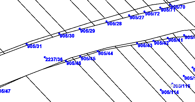 Parcela st. 905/44 v KÚ Rajhrad, Katastrální mapa