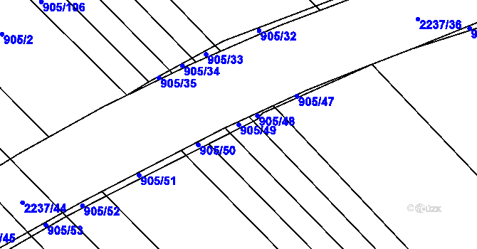 Parcela st. 905/49 v KÚ Rajhrad, Katastrální mapa