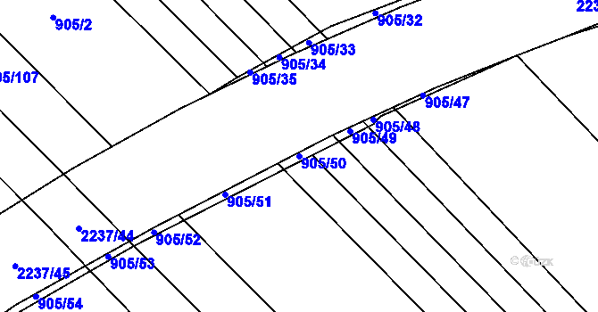 Parcela st. 905/50 v KÚ Rajhrad, Katastrální mapa