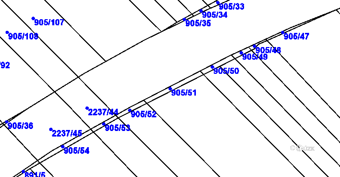 Parcela st. 905/51 v KÚ Rajhrad, Katastrální mapa