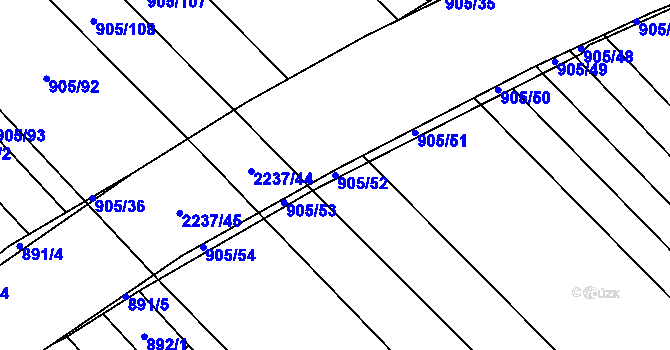 Parcela st. 905/52 v KÚ Rajhrad, Katastrální mapa
