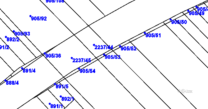 Parcela st. 905/53 v KÚ Rajhrad, Katastrální mapa