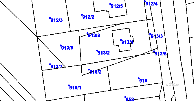 Parcela st. 913/2 v KÚ Rajhrad, Katastrální mapa