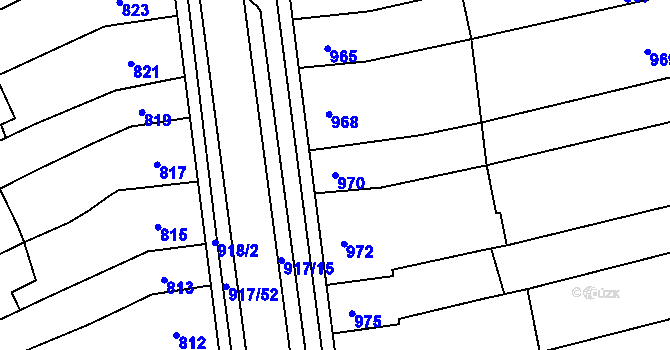 Parcela st. 970 v KÚ Rajhrad, Katastrální mapa