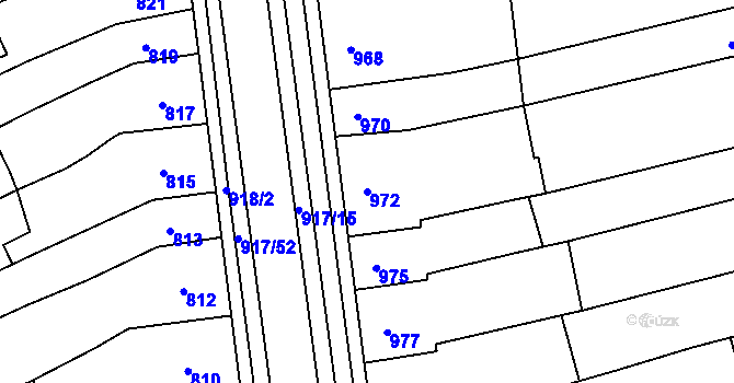 Parcela st. 972 v KÚ Rajhrad, Katastrální mapa