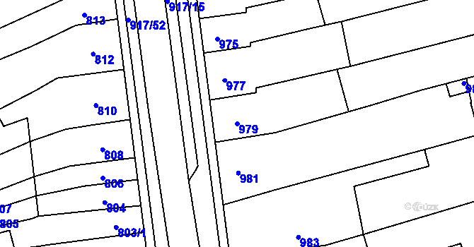 Parcela st. 979 v KÚ Rajhrad, Katastrální mapa
