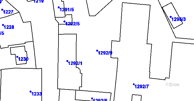 Parcela st. 1292/9 v KÚ Rajhrad, Katastrální mapa