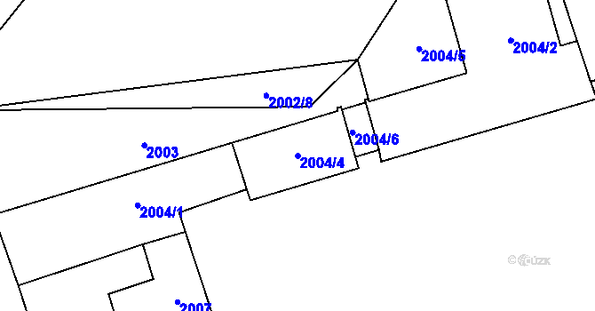 Parcela st. 2004/4 v KÚ Rajhrad, Katastrální mapa