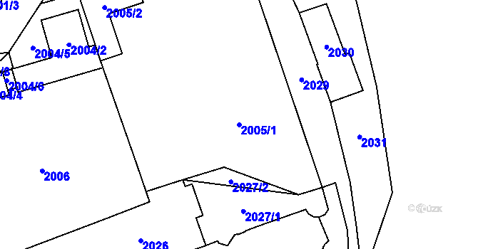 Parcela st. 2005/1 v KÚ Rajhrad, Katastrální mapa