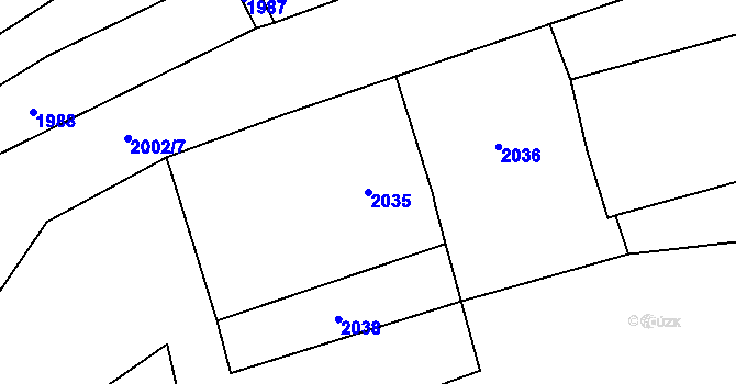 Parcela st. 2035 v KÚ Rajhrad, Katastrální mapa