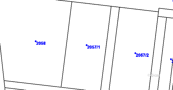 Parcela st. 2057/1 v KÚ Rajhrad, Katastrální mapa
