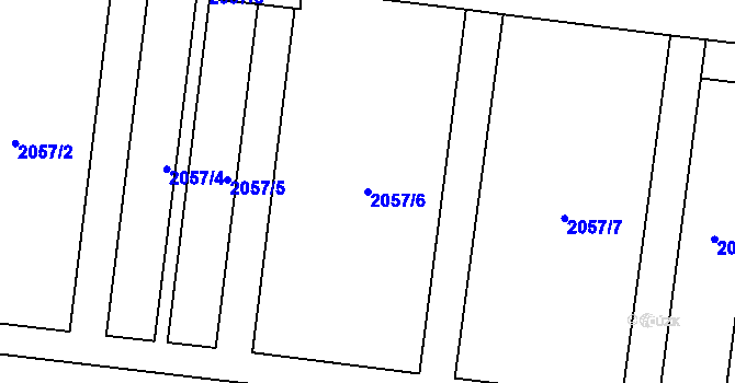 Parcela st. 2057/6 v KÚ Rajhrad, Katastrální mapa