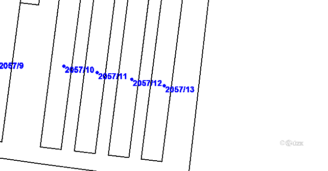 Parcela st. 2057/13 v KÚ Rajhrad, Katastrální mapa