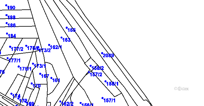 Parcela st. 2089 v KÚ Rajhrad, Katastrální mapa