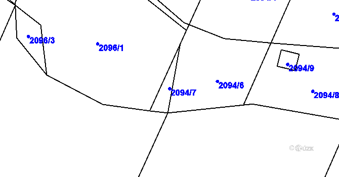 Parcela st. 2094/7 v KÚ Rajhrad, Katastrální mapa