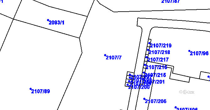 Parcela st. 2107/7 v KÚ Rajhrad, Katastrální mapa