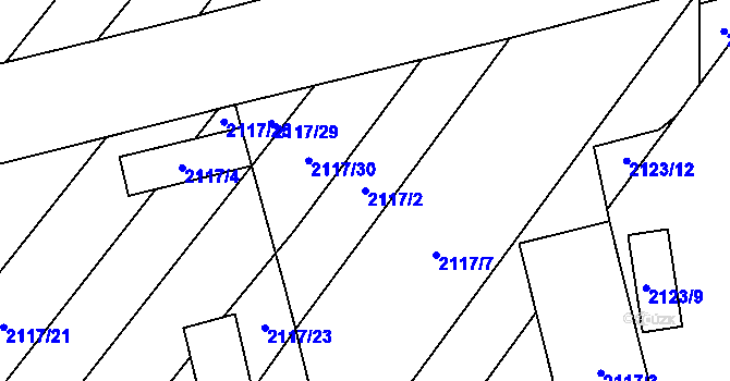 Parcela st. 2117/2 v KÚ Rajhrad, Katastrální mapa