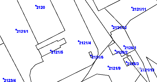 Parcela st. 2121/4 v KÚ Rajhrad, Katastrální mapa