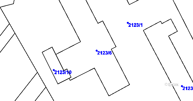 Parcela st. 2123/6 v KÚ Rajhrad, Katastrální mapa