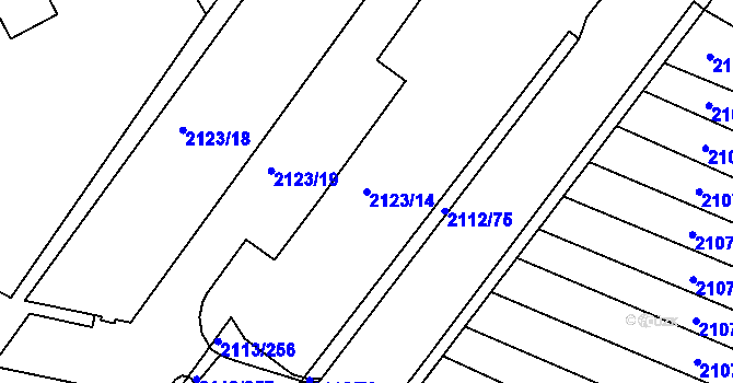 Parcela st. 2123/14 v KÚ Rajhrad, Katastrální mapa