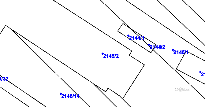 Parcela st. 2145/2 v KÚ Rajhrad, Katastrální mapa