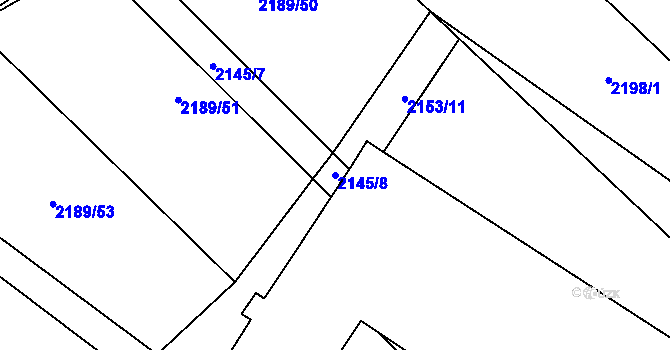 Parcela st. 2145/8 v KÚ Rajhrad, Katastrální mapa