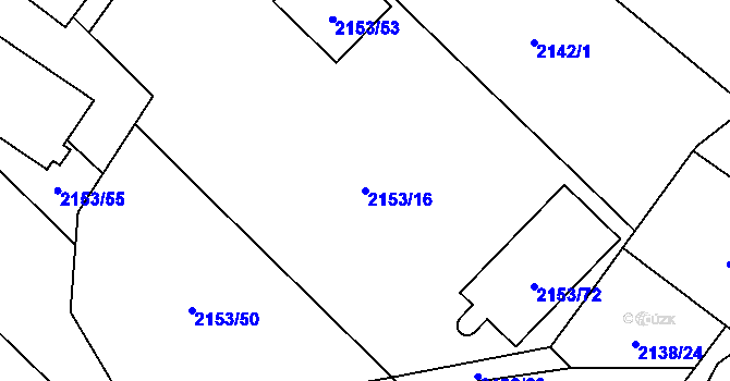 Parcela st. 2153/16 v KÚ Rajhrad, Katastrální mapa