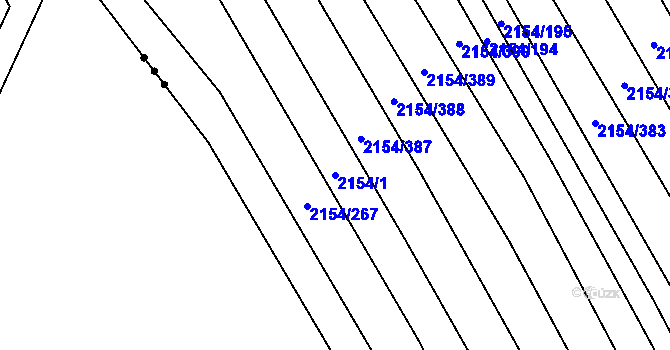 Parcela st. 2154/1 v KÚ Rajhrad, Katastrální mapa