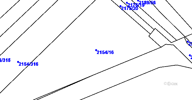 Parcela st. 2154/16 v KÚ Rajhrad, Katastrální mapa