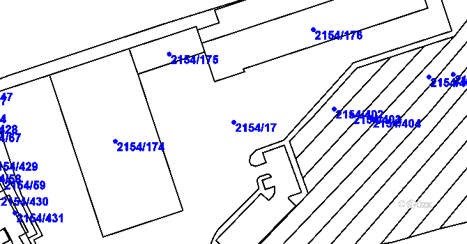 Parcela st. 2154/17 v KÚ Rajhrad, Katastrální mapa