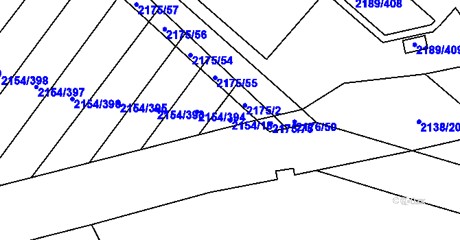 Parcela st. 2154/18 v KÚ Rajhrad, Katastrální mapa