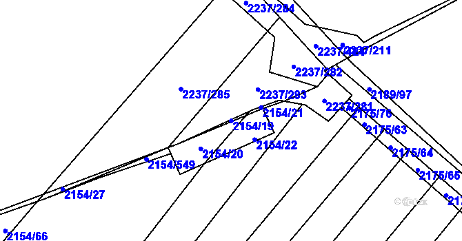 Parcela st. 2154/19 v KÚ Rajhrad, Katastrální mapa