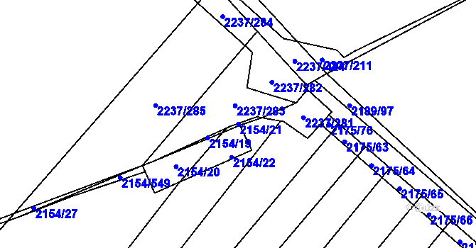 Parcela st. 2154/21 v KÚ Rajhrad, Katastrální mapa