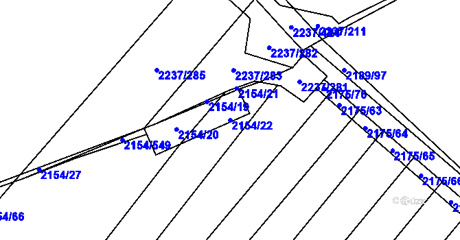 Parcela st. 2154/22 v KÚ Rajhrad, Katastrální mapa